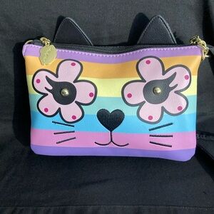 Betsy Johnson Rainbow Cat Bag. NWOT Never used. 9” Long x 6” Wide x 6” Deep.